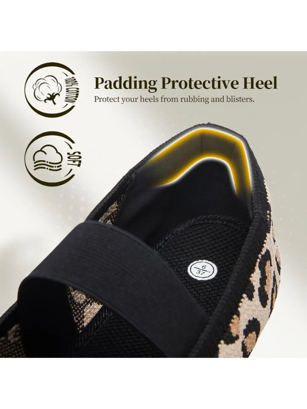 Women's Leopard Knit Round Toe Ballet Flat Elastic Strap Slip On Comfort Shoes